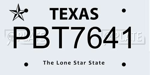 PBT7641 Texas License Plate