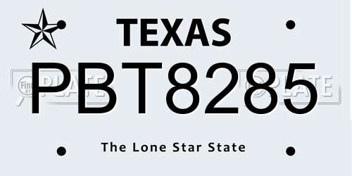 PBT8285 Texas License Plate