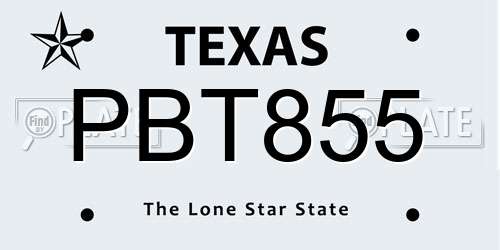PBT855 Texas License Plate