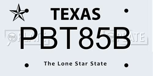 PBT85B Texas License Plate