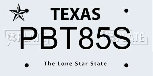 PBT85S Texas License Plate