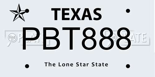 PBT888 Texas License Plate