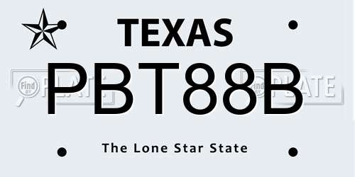 PBT88B Texas License Plate
