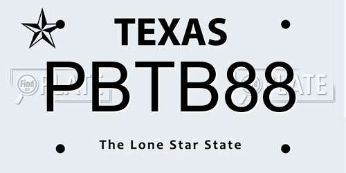 PBTB88 Texas License Plate