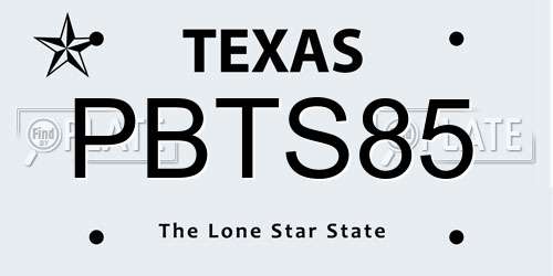 PBTS85 Texas License Plate