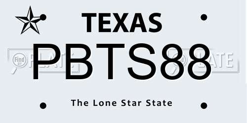 PBTS88 Texas License Plate