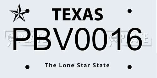 PBV0016 Texas License Plate