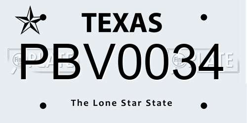 PBV0034 Texas License Plate