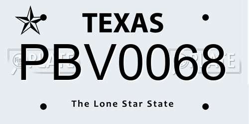 PBV0068 Texas License Plate