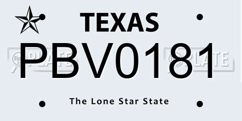 PBV0181 Texas License Plate