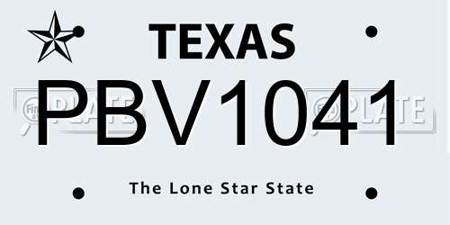 PBV1041 Texas License Plate