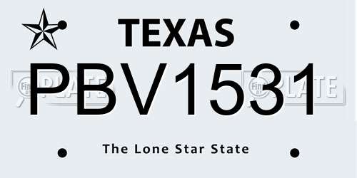 PBV1531 Texas License Plate