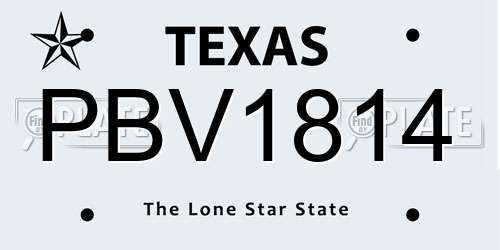 PBV1814 Texas License Plate