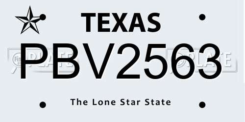 PBV2563 Texas License Plate