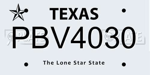 PBV4030 Texas License Plate