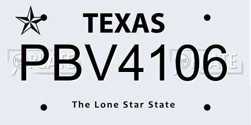 PBV4106 Texas License Plate