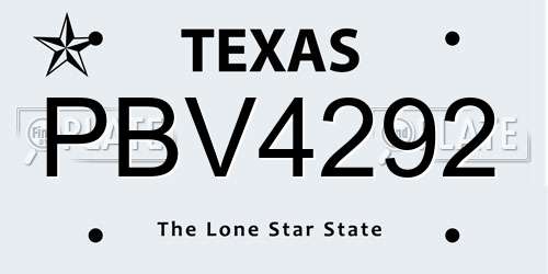 PBV4292 Texas License Plate