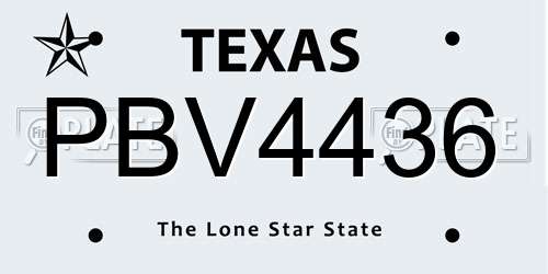 PBV4436 Texas License Plate