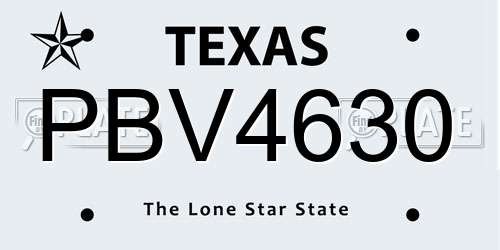 PBV4630 Texas License Plate