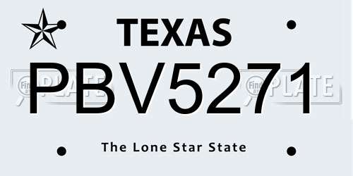 PBV5271 Texas License Plate