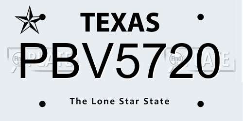 PBV5720 Texas License Plate