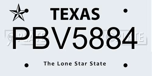 PBV5884 Texas License Plate