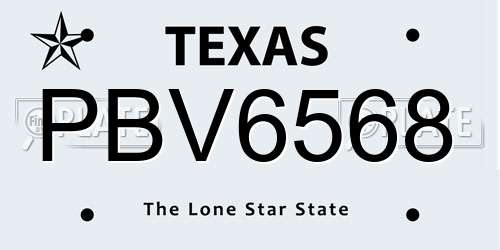 PBV6568 Texas License Plate