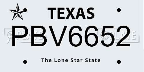 PBV6652 Texas License Plate