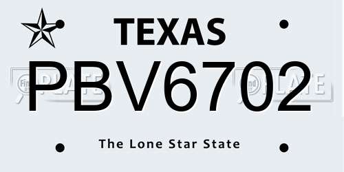 PBV6702 Texas License Plate