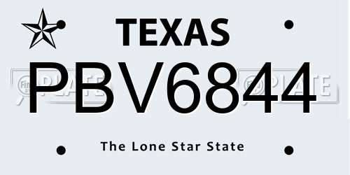 PBV6844 Texas License Plate