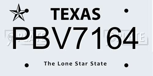 PBV7164 Texas License Plate