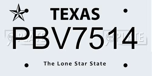 PBV7514 Texas License Plate