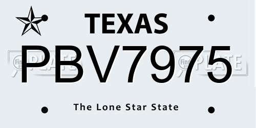 PBV7975 Texas License Plate