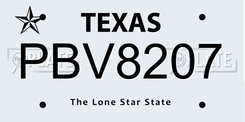 PBV8207 Texas License Plate
