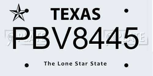 PBV8445 Texas License Plate