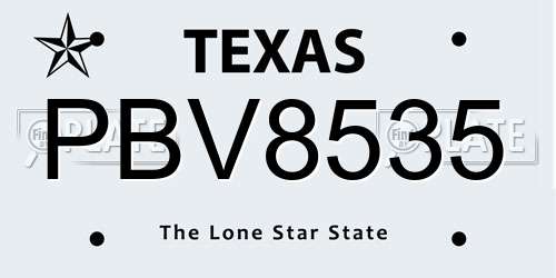 PBV8535 Texas License Plate