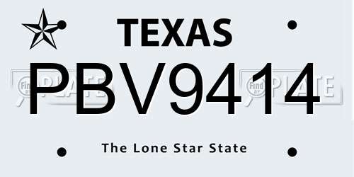 PBV9414 Texas License Plate