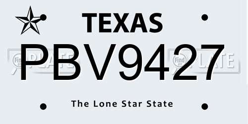 PBV9427 Texas License Plate