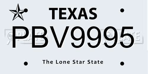 PBV9995 Texas License Plate