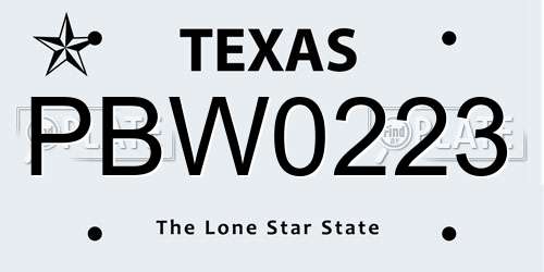 PBW0223 Texas License Plate