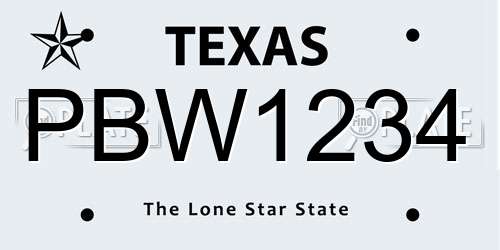 PBW1234 Texas License Plate