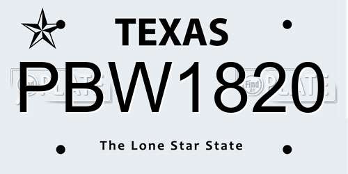 PBW1820 Texas License Plate