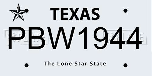 PBW1944 Texas License Plate