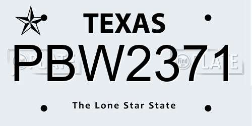 PBW2371 Texas License Plate