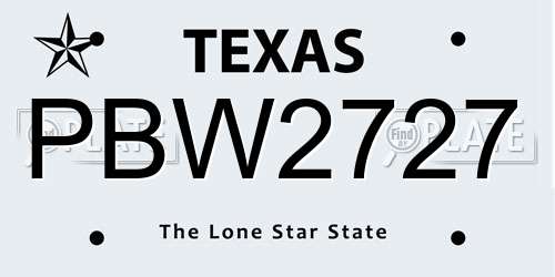 PBW2727 Texas License Plate