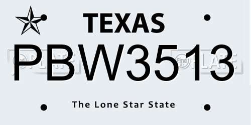 PBW3513 Texas License Plate