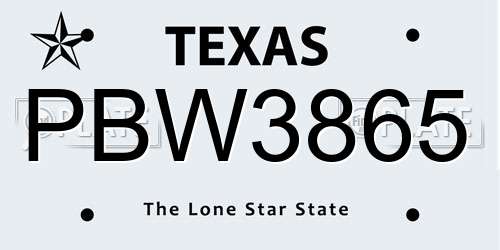 PBW3865 Texas License Plate
