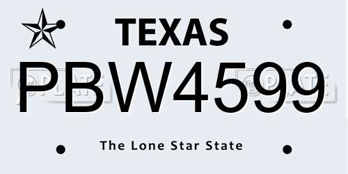 PBW4599 Texas License Plate