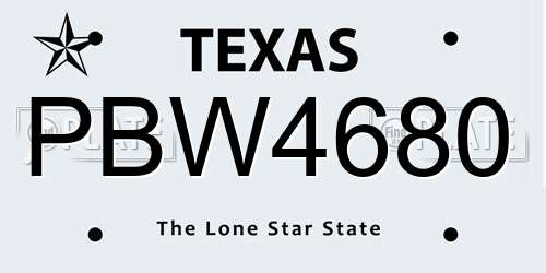 PBW4680 Texas License Plate