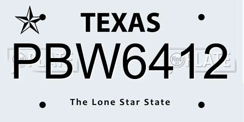 PBW6412 Texas License Plate